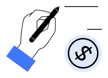 Dolar sembolüne yakın kağıt imzalamak üzere el ele tutuştuk. Finans, ödeme, sözleşme, imza, iş, anlaşma, müzakere için ideal. Düz basit metafor