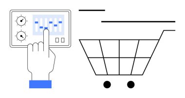 Alışveriş arabasının yanındaki kontrol panelinin ayarlarını ayarlıyorum. Kullanıcı kişiselleştirme, e-ticaret, çevrimiçi alışveriş, yapılandırma, kişiselleştirme, pazarlama, düz metafor için ideal
