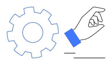 Elini vitese doğru uzat, yeniliği, adaptasyonu, işlevselliği sembolize et. Temalar için ideal ayarlar, kişiselleştirme, mekanik, süreç optimizasyonu, takım çalışması teknolojisi düz
