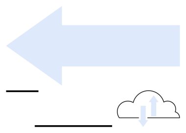 Mavi ok yukarı doğru hareket bulutunu, veri depolama, paylaşma veya yeniliği simgeleyen oklarla vurgular. Teknoloji, ilerleme, büyüme, bulut hesaplaması, iletişim, strateji için ideal