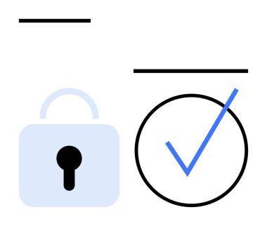 Güvenlik ve doğrulamayı temsil eden mavi işaretli bir dairenin yanında kilit deliği olan asma kilit. Siber güvenlik, yetkilendirme, veri gizliliği, şifreleme, uyum, güven, daire için ideal