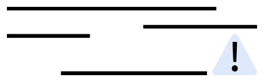 Uyarı ya da uyarıları temsil eden siyah çizgilerin yanında ünlem işareti olan mavi üçgen. İletişim, dikkat, risk, uyarı, bilgi, bilgilendirme, dijital arayüz için ideal. Düz