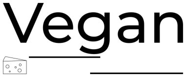 Peynir dilimli büyük vegan metni ve bitkisel tercihleri destekleyen temiz altı çizili aksanlar. Gıda, sağlık, sürdürülebilirlik, yaşam tarzı, veganizm, bitki temelli yemek, çevre bilinci için ideal