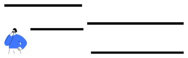 Mavi elbiseli adam karar verme biçimini, yapısını ya da stratejisini temsil eden soyut çizgileri analiz ediyor. İş, organizasyon, yaratıcılık, planlama, eğitim sorunları çözmek için idealdir. Düz basit metafor