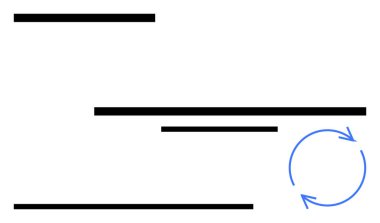 Mavi oklar, tekrarlama, akış ve sürekliliği ileten minimum siyah çizgilerin yanında bir döngü oluşturuyor. İş akışı, süreç, geri dönüşüm, yineleme, sürdürülebilirlik verimliliği yenilenmesi için ideal. Düz basit