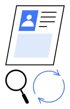 İş başvuru belgesi büyüteç altında güncelleme sürecini vurgulayan oklarla gözden geçirildi. İşe alım, insan kaynakları, kariyer planlaması, istihdam, iş başvurusu, belge yönetimi için ideal