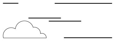 Yatay çizgilerin altındaki bulut rüzgar ve hareketi simgeliyor. Hava, hız, teknoloji, iletişim, çevre, minimalizm, dinamik akış için idealdir. Düz basit metafor