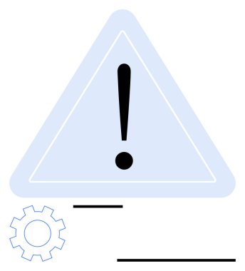 Üçgenin içindeki ünlem işareti bir uyarı işareti gösteriyor. Vites sembolü sistem ayarlarını öneriyor. Alarm, uyarı, sorun çıkarma, hata, bakım ve ikaz için ideal. Düz basit
