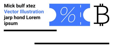 Bitcoin para birimi sembolü mavi etiket üzerinde indirim yüzdesiyle eşleştirildi. Finans, kripto para, e-ticaret, satış, dijital ödemeler, pazarlama ve parasal değer için ideal. Soyut satır düzlüğü