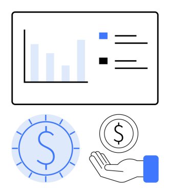 Artan veriler, iki bozuk para ve mali başarıyı, finansmanı, yatırımı ve ekonomik büyümeyi ön plana çıkaran açık el çizelgesi. Finans, iş, bütçe planlama stratejisi zenginliği için ideal
