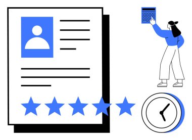 Profil belgesi yıldız dereceli, saat ve hesap makinesi kullanan kişi. İşe alım, verimlilik, İK, değerlendirme, zaman yönetimi performans analizi ve kariyer planlaması için ideal. Düz basit