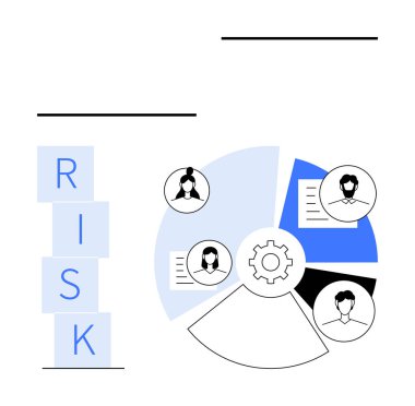 Vites merkezli pasta grafiği, görev ve rolleri temsil eden dört avatarla takım işbirliğini ön plana çıkarıyor. Takım çalışması, strateji, risk yönetimi, planlama, iş operasyonları, süreç akışı için ideal