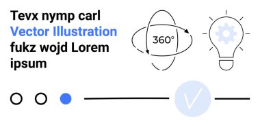 Metin elemanları 360 derece döndürme, dişli ampul, seçim çemberi ve işaretleme ile eşleştirildi. Yenilik için ideal, teknoloji, yaratıcılık, beyin fırtınası, problem çözme dijital