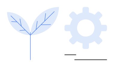 Minimalist yaprak ve teçhizat doğa ve teknolojiyi birleştiriyor. Sürdürülebilirlik, yenilik, eko-dostluk, yeşil enerji, teknoloji entegrasyonu, ilerleme, çevre tasarımı için idealdir. Basit bir daire.