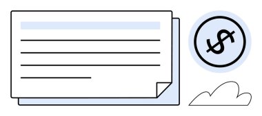 Çizgileri ve köşesi dolar işaretinin yanında daire şeklinde katlanmış mali belge. Finans, muhasebe, bütçe, işlemler, ödemeler, faturalar, bankacılık, düz bir metafor için ideal