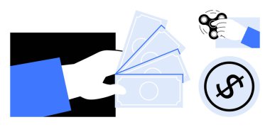 El sallayan nakit paralar, el ele tutuşmalar, dolar sembolü, harcamaları temsil etme, tasarruf alışkanlıkları, mali yönetim, yatırım, eğlence seçenekleri, bütçe ipuçları düz düz.