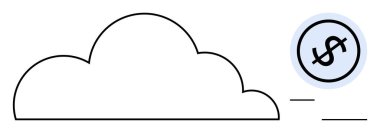 Bulut ana hatları bir dolar işaretli madeni para ve hareket çizgileri ile eşleştirildiğinde mali ve teknolojik sinerjiye işaret eder. Bulut ekonomisi, dijital finans, fintech, ölçeklenebilir hizmetler, verimlilik için ideal