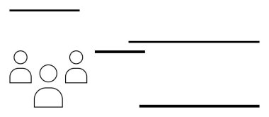 Bağlantıyı, iletişimi ve organizasyonu yansıtan yatay çizgileri olan bir grup insan. Takım çalışması, işbirliği, planlama, liderlik, birlik, iş akışı ilişkileri temaları için ideal