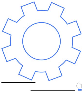 Mavi dişli ana hatları işlevselliği, yaratıcılığı ve verimliliği temsil ediyor. Yenilik, mühendislik, problem çözme, takım çalışması, donanım tasarımı, teknik strateji düz metaforu için ideal