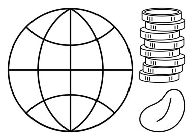 Küresel ticaret, finans, kaynaklar, tarım, ekonomik büyüme, sürdürülebilirlik ve değer değiş tokuşu ile eşleştirilmiş bir dünya. İş için ideal, ekonomi ticareti için basit.