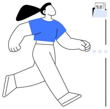 Teknolojiye uzanan bireysel, ikili kod dosyasına sahip klasör. Yenilik, ilerleme, teknoloji, veri yönetimi, dijital dönüşüm, hedef belirleme için ideal. Düz basit metafor