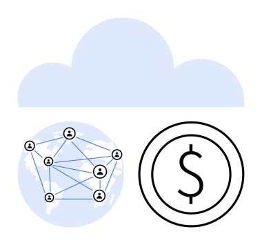 Bulut, kullanıcı düğümleri ve para birimiyle bağlantılı küresel ağı denetleyerek veri paylaşımını, işbirliğini, finans, teknoloji ve yeniliği sembolize eder. Bulut hesaplama, engelleme zinciri ve finans için ideal