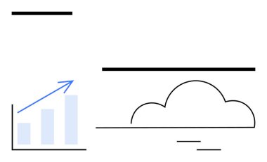 Yukarı doğru eğilimli çubuk grafik büyümeyi sembolize ediyor, bağlantı için ana hatlı bulut. İş, veri, bulut hizmetleri, yenilik, teknoloji, iletişim için ideal minimum metaforlar. Düz basit
