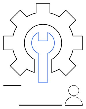 İngiliz anahtarı resimleme konfigürasyonu, teknik destek ve bakım ile donanım kullanıcı figürüyle eşleştirildi. Mühendislik, takım çalışması, problem çözme, bilişim, süreç, yenilik için ideal basit