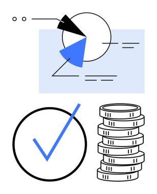 Finansal analizi, yatırımı ve ekonomik performansı sembolize eden büyük işaretli turta tablosu. Finans, yatırım, bütçe ve analitik doğrulama için ideal ekonomi