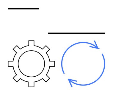 İşlem akışı ve otomasyon için dişliler dairesel oklarla eşleştirildi. Teknoloji, sistem geliştirme, iş akışı, verimlilik, optimizasyon, mühendislik için ideal, düz basit bir metafor olarak ilerleme