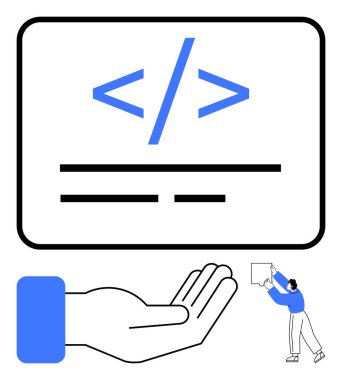 Odaklanmış geliştirici kod ile ilgili bir pano, destekle, takım çalışmasıyla, yaratıcılıkla vurgulanmış. İşbirliği, kodlama, geliştirme, yenilik, takım çalışması yaratıcılık tasarımı için ideal