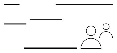 Farklı yatay çizgilerin yanında özetlenmiş iki insan figürü yapı, takım çalışması, iletişim ve organizasyonu işaret ediyor. İşbirliği, ağ, ortaklık, iletişim, grup çalışması için ideal
