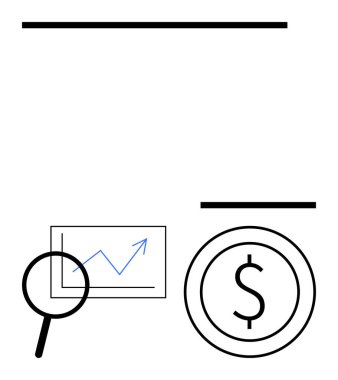 Dolar madeni para hatlarının yakınındaki büyüme grafiğine odaklanan büyüteç. Finans, yatırım, para yönetimi, işletme, ekonomi, analitik ve strateji için ideal. Minimalist düz metafor