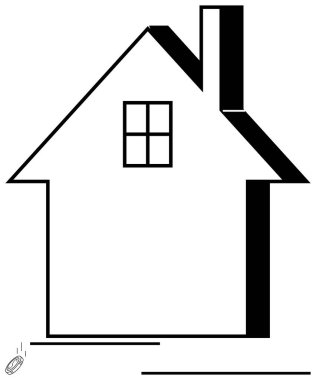 Baca ve kare pencereli, asgari geometriye odaklanmış siyah çizgili bir ev. İnşaat, ev sahipliği, mimari, basitlik, modern yaşam, gayrimenkul, düz metafor için ideal