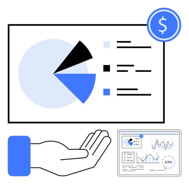 Turta tablosu, analitik gösterge paneli, el yapımı konsept ve para birimi tabelası. Finans, iş büyümesi, bütçe oluşturma, sunum veri analizi stratejik planlama yatırımları için idealdir. En düşük düz