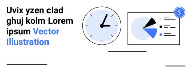 Pasta grafiği öğelerine sahip saat ve mali grafikler zaman izleme ve veri odaklı kararlar anlamına gelir. Üretkenlik, finans, iş planlaması, tahmin, zaman, analiz, basit iniş için ideal