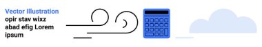 Hesaplayıcı, soyut rüzgar girdapları ve bulut elementleri şablon, analiz, hareket ve veri işleme önerir. Finans, teknoloji, enerji hava durumu sürdürülebilirlik eğitimi için ideal basit