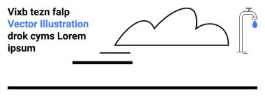 Bulut başparmakları basit su musluğuyla eşleştirilerek kalın metnin yanında mavi bir damlacık bırakıyor. Sürdürülebilirlik, hava durumu, su tasarrufu, minimalizm, eğitim, sancaklar, basit iniş için ideal
