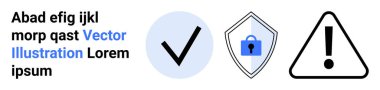 İşaretleme, kalkan kilidi ve uyarı işareti güvenlik, güvenlik, onay ve ihtiyatı temsil ediyor. Siber güvenlik için ideal, veri koruması, sistem kullanıcı bildirimleri doğrulama uygunluğunu uyarıyor