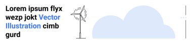 Wind turbine harnessing energy paired with abstract cloud element. Ideal for sustainability, renewable energy, clean technology, environmental awareness, ecological innovation, green solutions