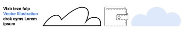 Simplified wallet icon and cloud graphics for financial, digital storage, and technology themes. Ideal for fintech, cloud computing, saving, budgeting, ecommerce, apps and a simple landing page