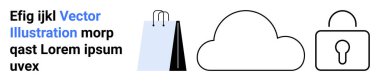 Shopping bag signifying retail, cloud symbolizing online storage, lock representing data protection. Ideal for e-commerce, cybersecurity, cloud services, retail apps, data management, payment