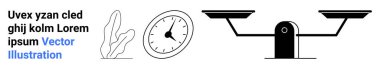 Balance scale, analog clock, and abstract shape emphasize balance, time, and simplicity. Ideal for success, productivity, equality, decision-making minimalism workflow simple landing page