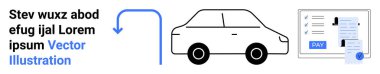 Car icon with arrow pointing to a digital payment interface displaying buttons and a receipt. Ideal for online transactions, mobility, e-commerce, payments, technology, automation, abstract line flat