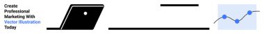Sleek laptop, lines, and growth chart elements conveying data analysis, marketing strategies, and professional success. Ideal for business, data, strategy, success creative growth minimalism