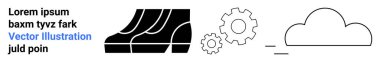 Data server racks linking to a cloud with gears symbolizing processing workflow and settings. Ideal for technology, cloud computing, IT solutions, workflow, data storage, automation, system