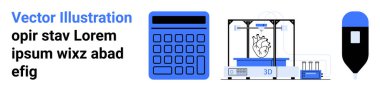 Calculator, 3D printer creating a heart model, and infusion bag highlight advanced technology. Ideal for healthcare, medical devices, technology, 3D printing, innovation, education simple landing