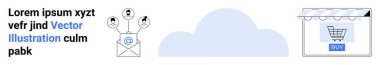 Email networking with user avatars, cloud connection, and a storefront with a shopping cart. Ideal for marketing, e-commerce, cloud services, email outreach, online businesses, connectivity flat