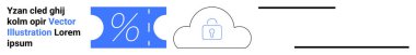 Locked cloud with a security padlock and a blue discount coupon showcasing percentage sign. Ideal for cybersecurity, discounts, cloud storage, data privacy, offers, promotions, and technology