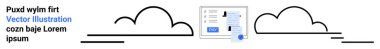 Clouds with a clean, minimalist login interface. Ideal for technology, cloud computing, user access, web interfaces, digital security, minimalism, abstract line flat metaphor